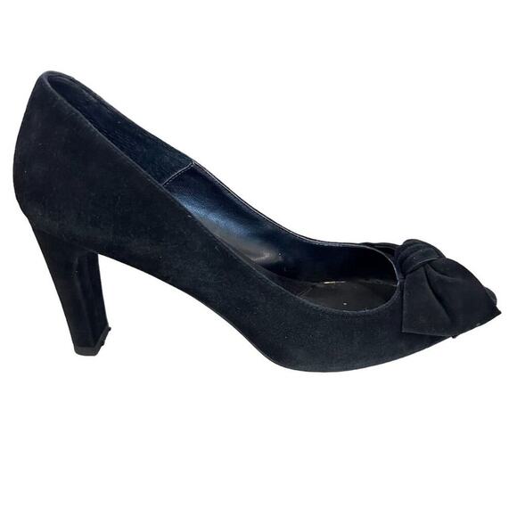 Vaneli Women's Black Suede Bow Pointed Toe Heels Size 8 Formal Pumps - Picture 6 of 10